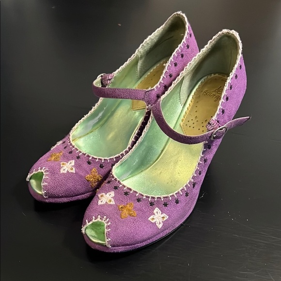 Sam Edelman Shoes - Sam Idleman, purple faux, suede peep, toe heels